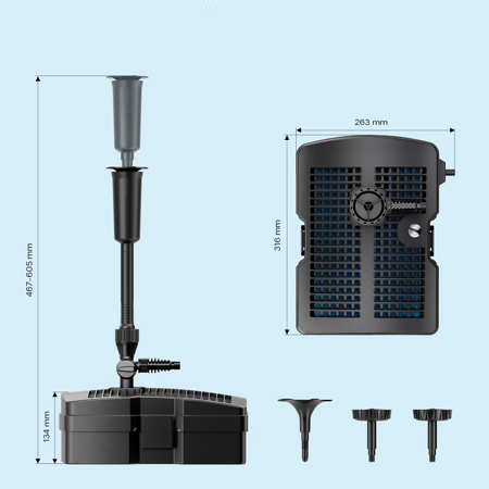 Подводный фильтр для пруда SunSun CUF-6000 3в1 с УФ-стерилизатором 9 Вт Изображение