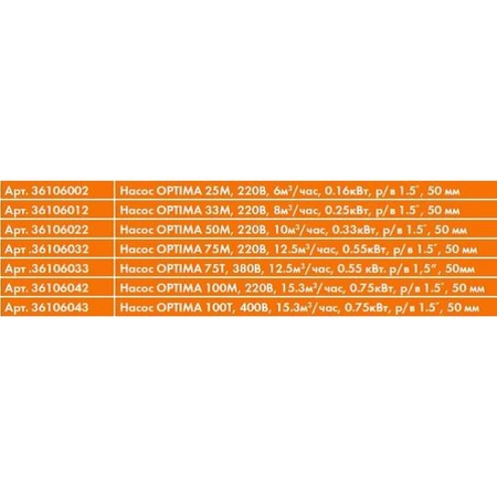 Насос Saci Optima 100Т, 400B, 15.3m3/h, 0.75 кВт. р/в 1,5", 50мм Изображение