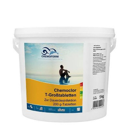 Chemochlor-T-Großtabletten длительный хлор в таблетках по 200 г для обеззараживания воды в бассейне 5 кг Изображение