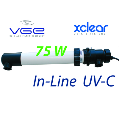УФ стерилизатор для пруда или комплект встраиваемой УФ лампы UV-C XClear In-Line  75W Изображение