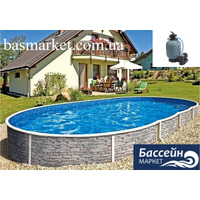 Каркасный Бассейн Azuro, цвет Stone (Камень), овал, с пленкой Lagoon, 5.5 х 3.7 х 1.2м Изображение