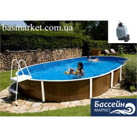 Каркасный Бассейн Azuro 405 DL, овал, цвет Wood (Дерево) Пленка Mistry 7.3 х 3.7 х 1.2м Изображение