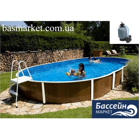Каркасный Бассейн Azuro 407 DL, овал, цвет Wood (Дерево) Пленка Pebbles, 9.1 х 4.6 х 1.2 м Изображение